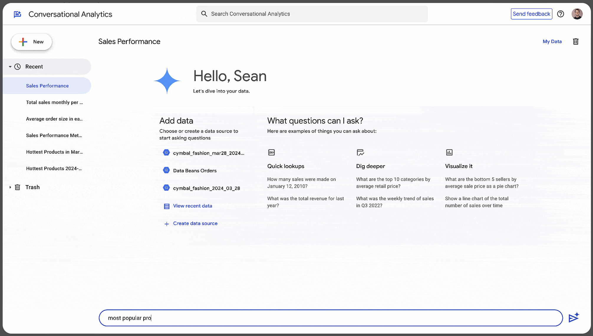 Gemini AI im Bereich Conversation Analytics von Looker Studio Pro