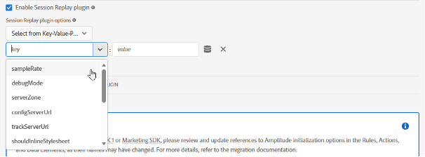 Session Replay plugin configuration with suggested settings